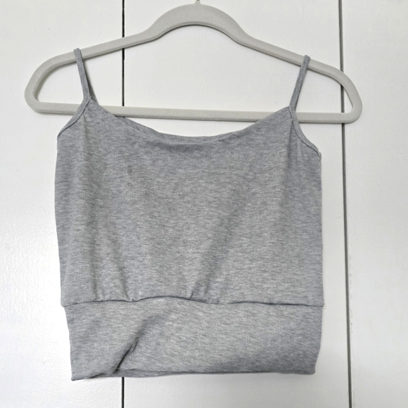 Gray Cropped Oversize Sweat Shirt & Tank Top Set size M-L - Picture 12 of 13